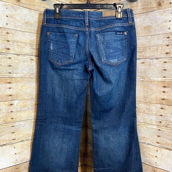 SEVEN7 LOW RISE WIDE LEG DISTRESSED CASUAL EVERYDAY CHIC SIMPLE ESSENTIAL JEANS - Picture 2 of 3